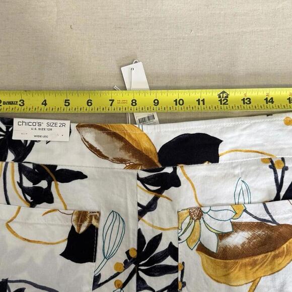 CHICO'S NWT $109 Pull On Stretch Linen Tropic Floral Pants Size 2 R US 12 - Picture 6 of 9